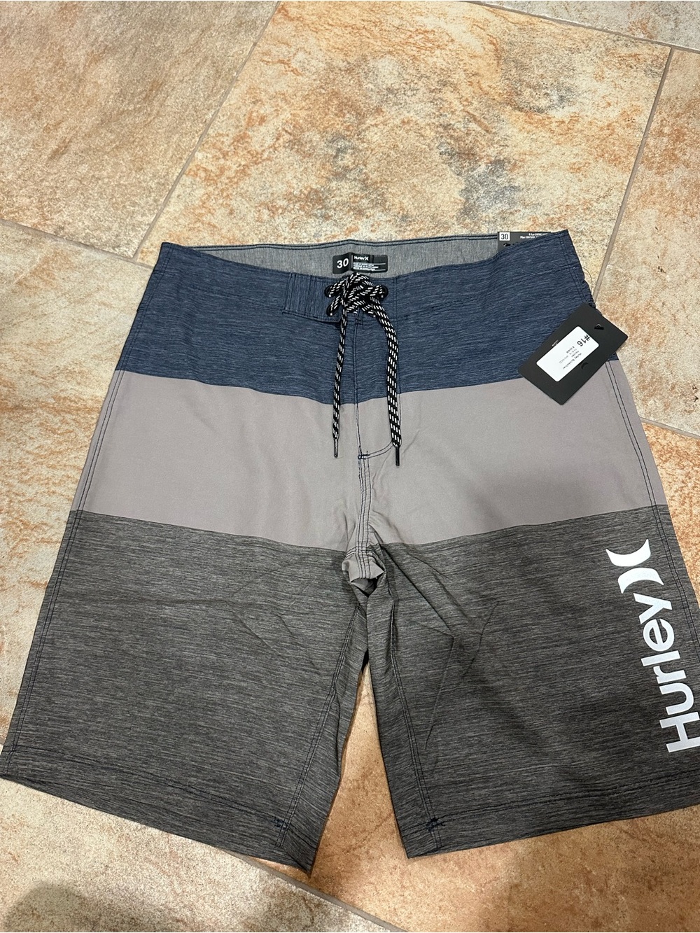 Hurley Men’s Navy, Gray & Dark Gray Colorblock Board Shorts